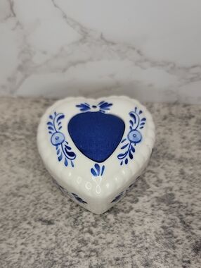 Vintage Delft Blue Heart Pincushion